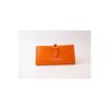 Soft Leather Orange Women's Wallet Accessory With Snap Fasteners, Multi-compartments, Zipper In The Middle And Phone Holder