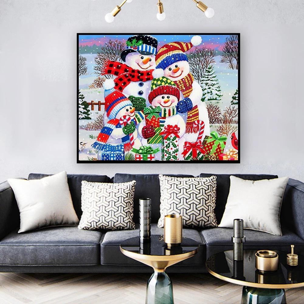 Алмазная вышивка Рождественский снеговик вышивка крестиком Алмазная картина Пейзаж Зимний ремесленный набор со стразами Домашний декор