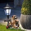 Realistic Resin Dog Garden Decoration with Solar Lighting Hand Painted Dog Figurine for Porch and Balcony Yard Ornament