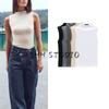 Spring New Women's Clothing Casual Stand Collar Cotton and Modal Blended T-shirt Sleeveless Tops 3641842
