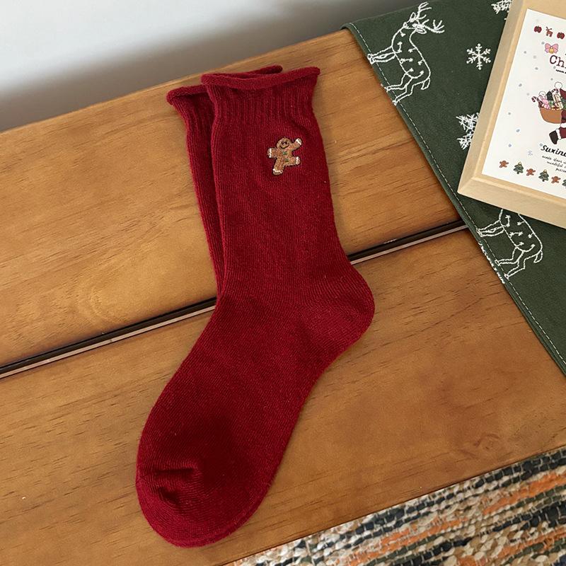 Meier Christmas socks boxed, Korean version of cartoon Christmas gifts cute tube socks