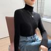 Women's Slim Fit Wool & Cashmere High Neck Sweater - Seamless, Solid Color for Autumn/Winter.