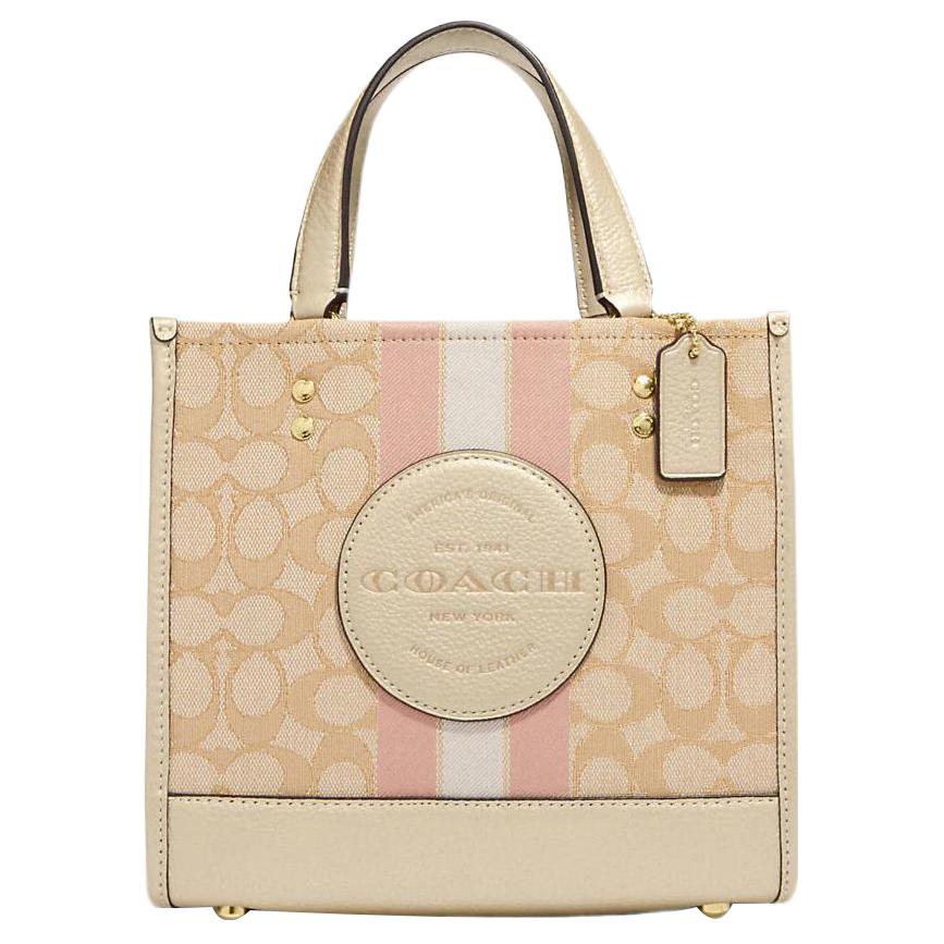 Coach Dempsey 22 Classic Monogram Snap Closure Tote Bag Women Tote Bags Light-Khaki CG096-IMV6D