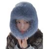 Синяя шапка-ушанка из искусственного меха норки, женская зимняя плюшевая лыжная теплая шапка с защитой ушей, флисовая утолщенная шапка