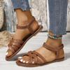 Summer Fashion New Women's Flat Bottom Roman Strap Sandals with Non Slip Rubber Soles Elegant Fashion Women's Shoes