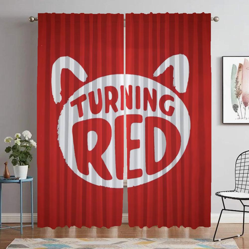Turning Red Kitchen Curtains for Living Room Curtain Partition Shades Tulle for Bedroom Halloween Decoration Blackout Elegant