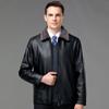Leather Jacket Men's Autumn and Winter Plus Velvet Fur One-piece Men's Coat Lapel Plus Fat Enlarged Men's Leather Jacket