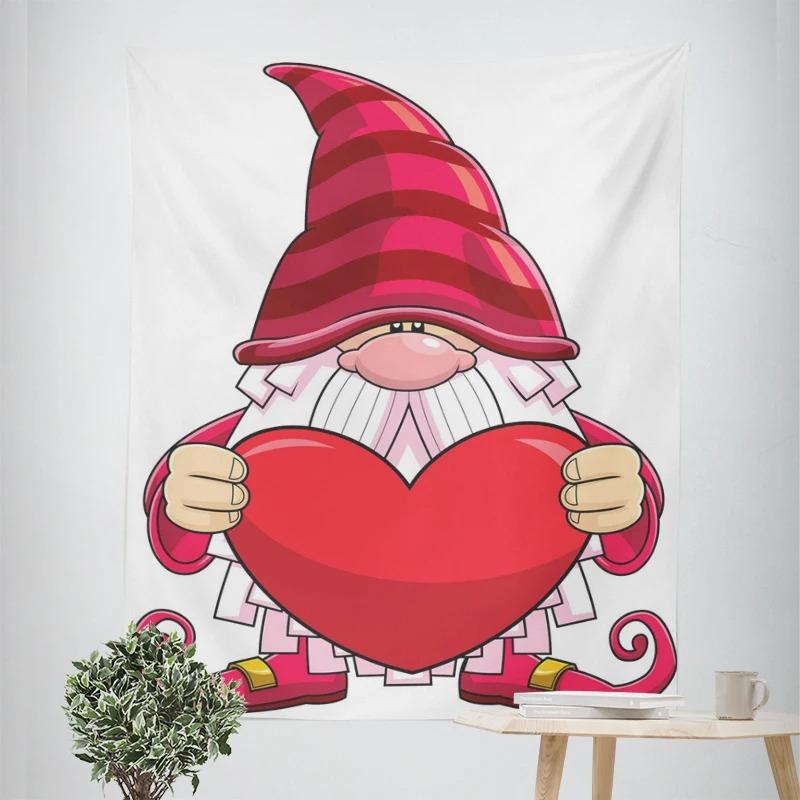 New Year Christmas Gnome Dwarf Pattern Living Room Bedroom Decorative Tapestry