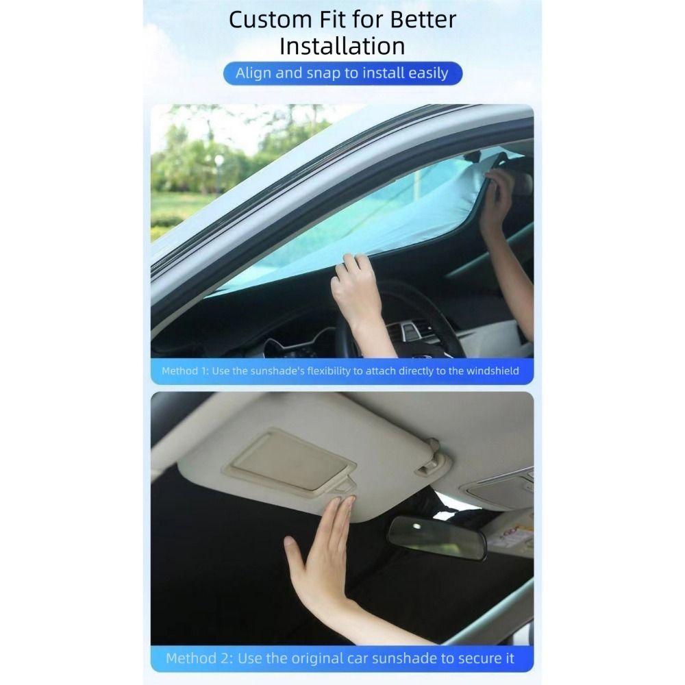 Titanium Silver Car Folding Sun Shade with Storage Bag Car Front Window Sunshade Parking