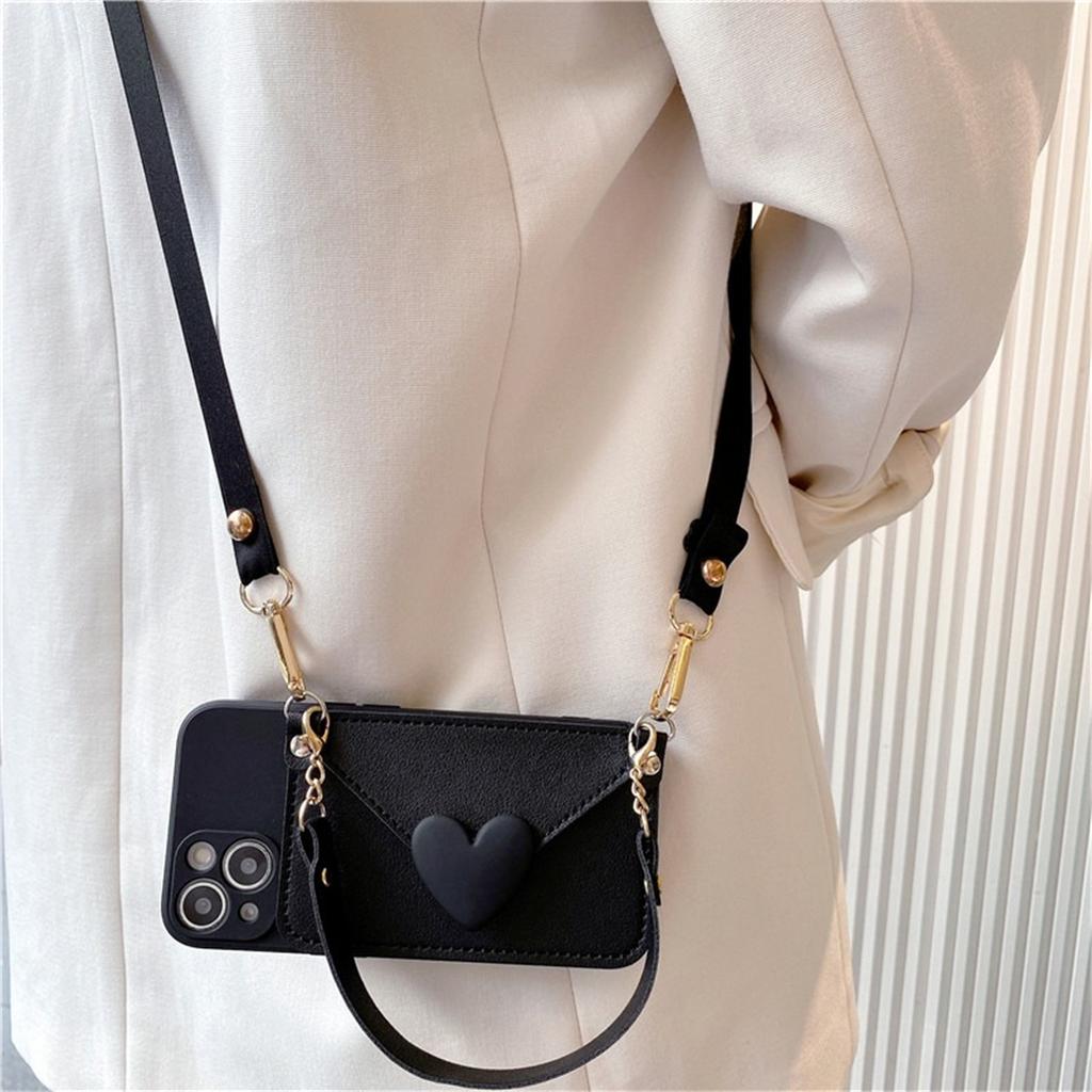 Crossbody Lanyard Necklace Strap Card Holder Purple Case for iPhone 11 15 16 14 Pro Max X XS XR Max Coin Purse Cover