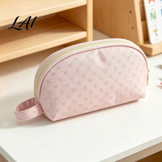 Cute Makeup Brush Holder Shell Shape Pencil Pouch Large Capacity Durable Polyester Fiber Storage Minimalist Teal Pouch Case Smooth Zipper