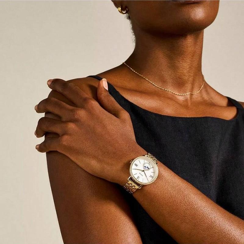 Jacqueline Series: Sun and Moon Theme Quartz Watch Stainless Steel Case/Artificial Gemstone Crystal Surface ES5167