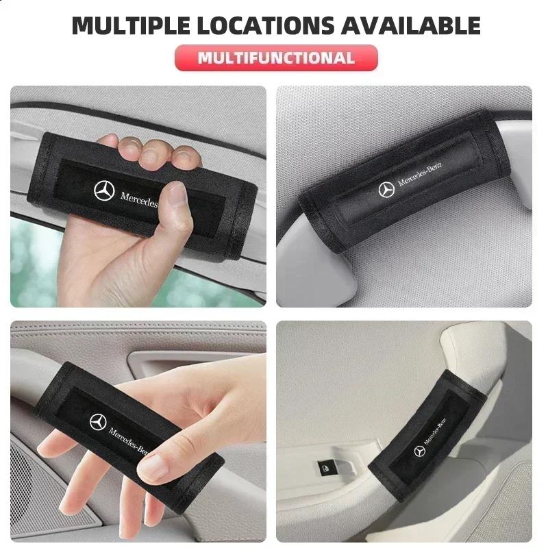 AABIG1 1/2Pcs Suede Car Roof Handle Protect Cover Handrail Pull Glove Auto Accessories for Mercedes Benz W211 W204 W210 W203 CLA GLA
