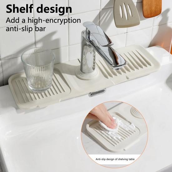 Silicone Faucet Drain Mat Kitchen Sink Splash Guard Multifunctional Fast Drying Faucet Drip Catcher Mat for Bathroom Washing Table Kitchen Countertop