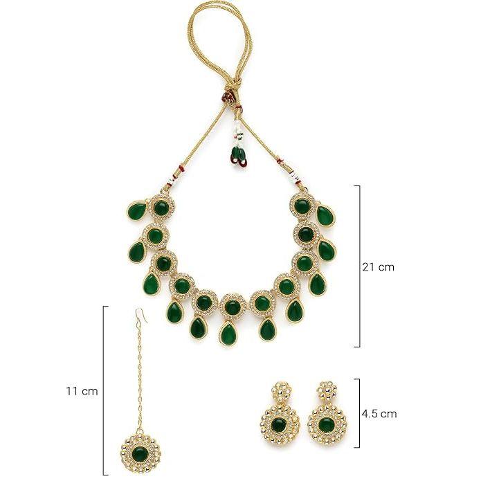 Sukkhi Bewitching Drop Shaped Rani Pink Kundan & Beads Studded Choker Necklace Set For Women