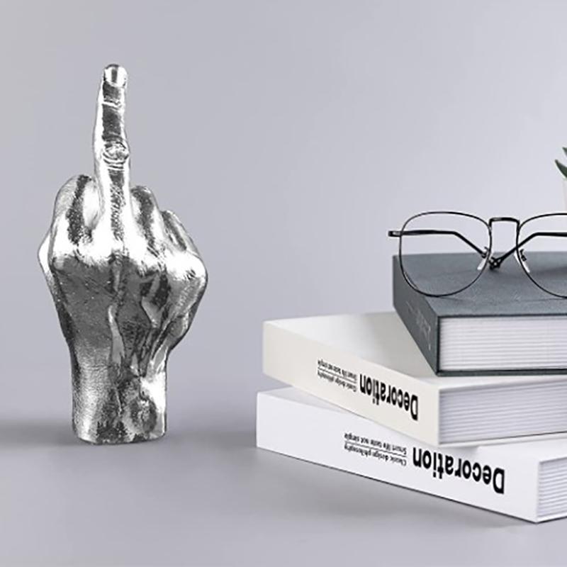 1Pcs Modern Nordic Style Creative Middle Finger Statue Resin Craft Sculpture Flower Potted Plant Home Garden Decoration