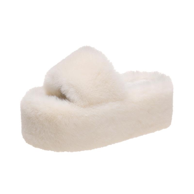 Home Furry Fur Slides Plush Slippers Fluffy Flip Flops Luxury Slip On Platform Women Fashion Shoe 2024 Zapato De Mujer Designer