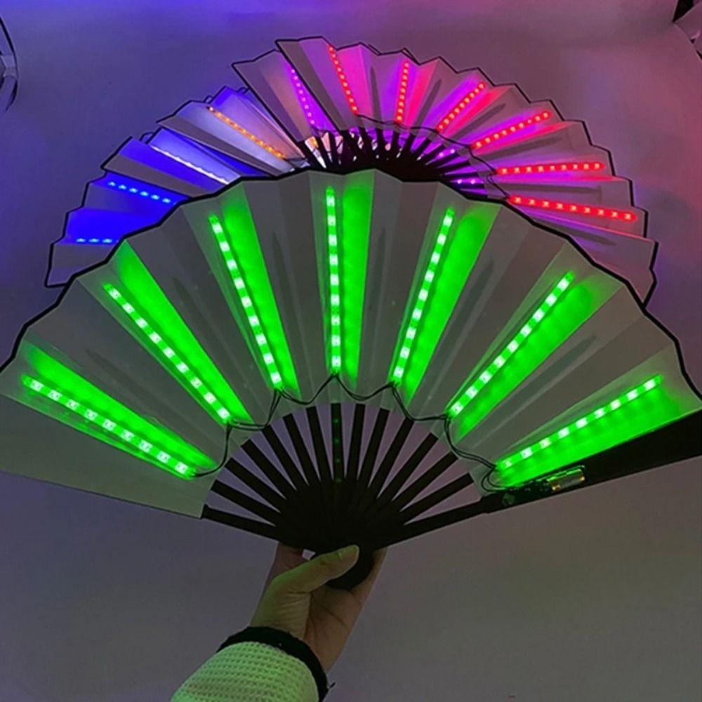 Silk LED Fan Luminous Discoloration Fan Fun Handheld Fans Party Dancing
