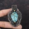 Tibetan Turquoise Pendant Copper Wire Wrapped Jewelry Handmade Pendant Antique Jewelry Gemstone Pendant For Gift Copper Wire Wrapped Pendant