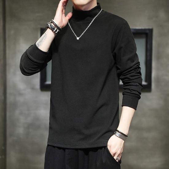 Осень-зима Мужской топ с высоким воротником, однотонный, длинный рукав, толстый, теплый, эластичный, мягкий, свитер, повседневная толстовка, весенняя одежда