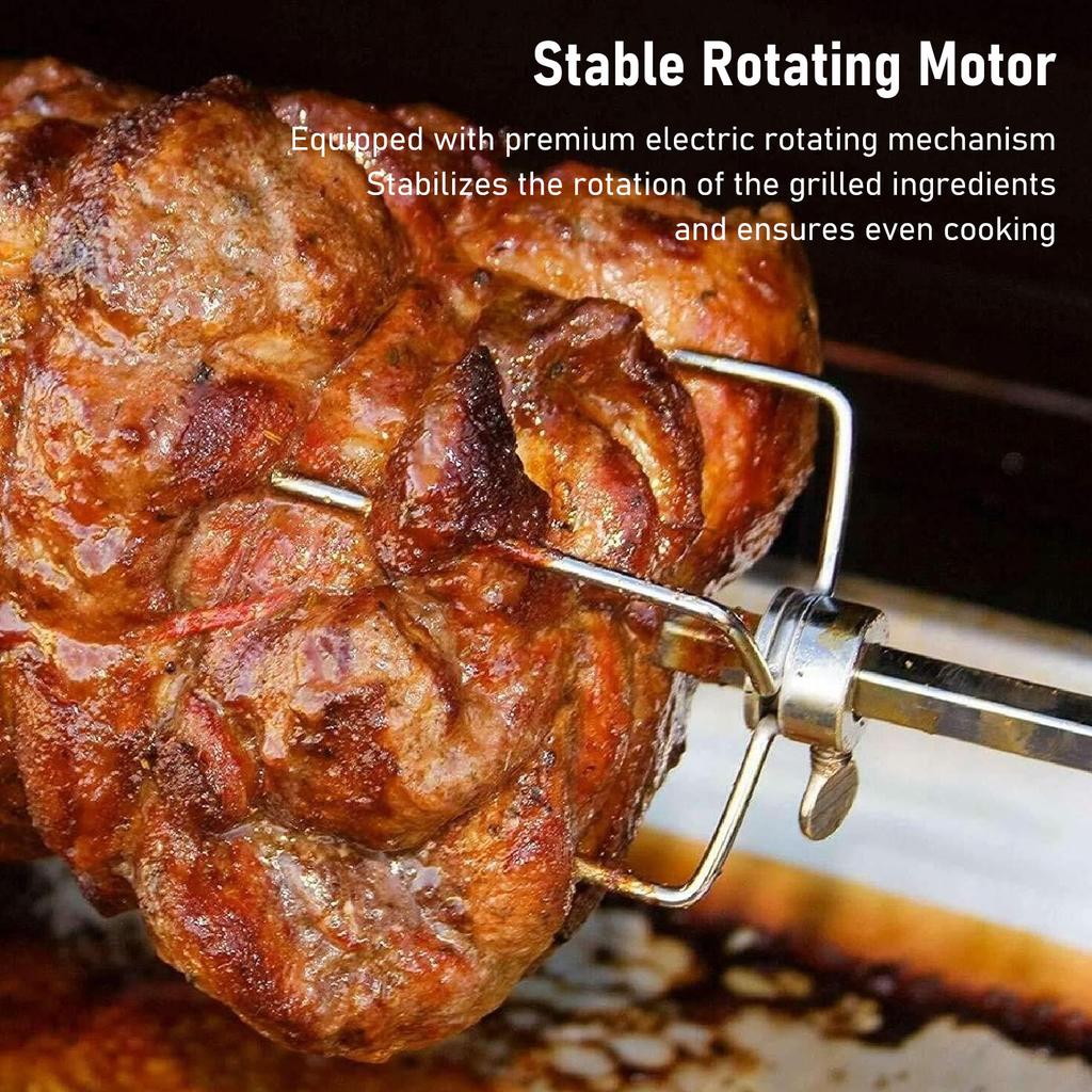 Набор для вертела для гриля 33 фунта Грузоподъемность Легкая сборка Стабильный вращающийся мотор для вертела Комплект стержня для вертела для уличного барбекю Вилка EU 220V