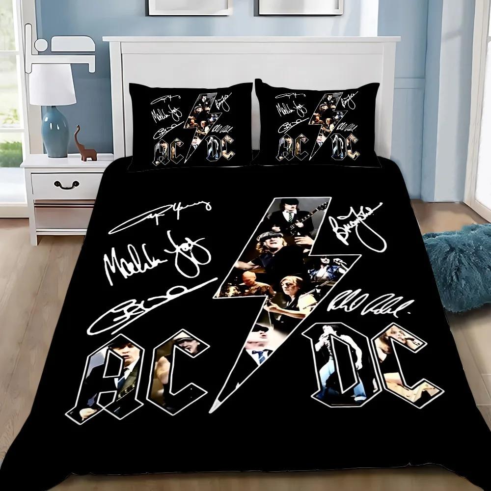 Fashion Ac/Dc Rock Band Duvet Cover Pillowcase Bedding Set Adult Boy Girl Bedroom Decoration Single Double Large Size