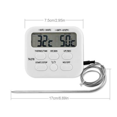 TA278 Цифровой кухонный термометр-таймер с щупом из нержавеющей стали для мяса, барбекю, еды. Инструменты для барбекю-готовки с будильником 2