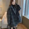 Women's Mid-Length Plaid Tweed Jacket - 2023 Fall/Winter Collection