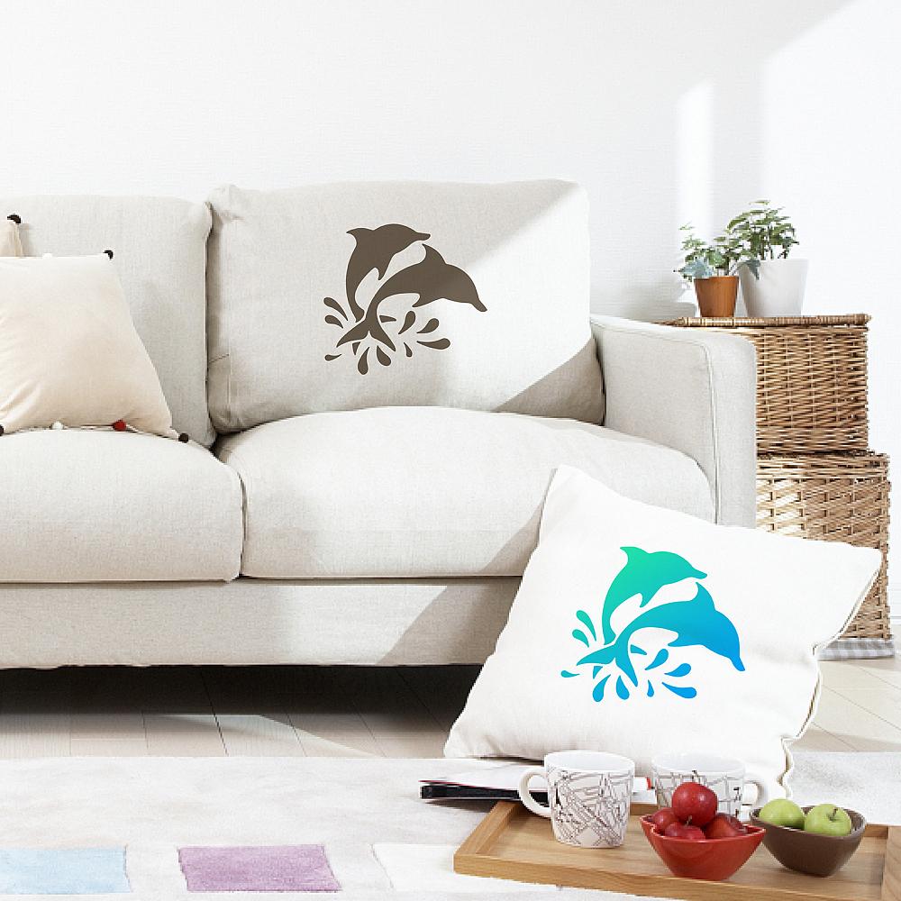 PET Plastic Hollow Out Drawing Painting Stencils Templates Square Dolphin Pattern 18x18cm