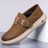 Fashion High-quality Fashionable Suede Solid -color Casual Shoes Outdoor Round - Toed Buckle Design Flat Shoes Comfortable Walking Shoes