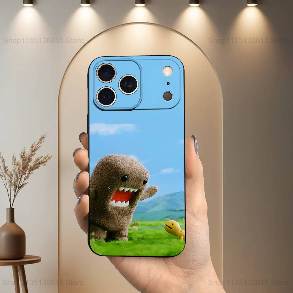 Милый чехол-арт D-DOMO-KUN для iPhone 17,16,15,14,13,12,11 Air,Plus,Pro Max,XS,X,XR,SE,Mini,8,7,Мягкий силиконовый черный чехол