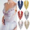 Embroidery Patch Bright Color Easy To Operate Wedding Dress V Collar  DIY Lace Flower Trim Patch Home Use