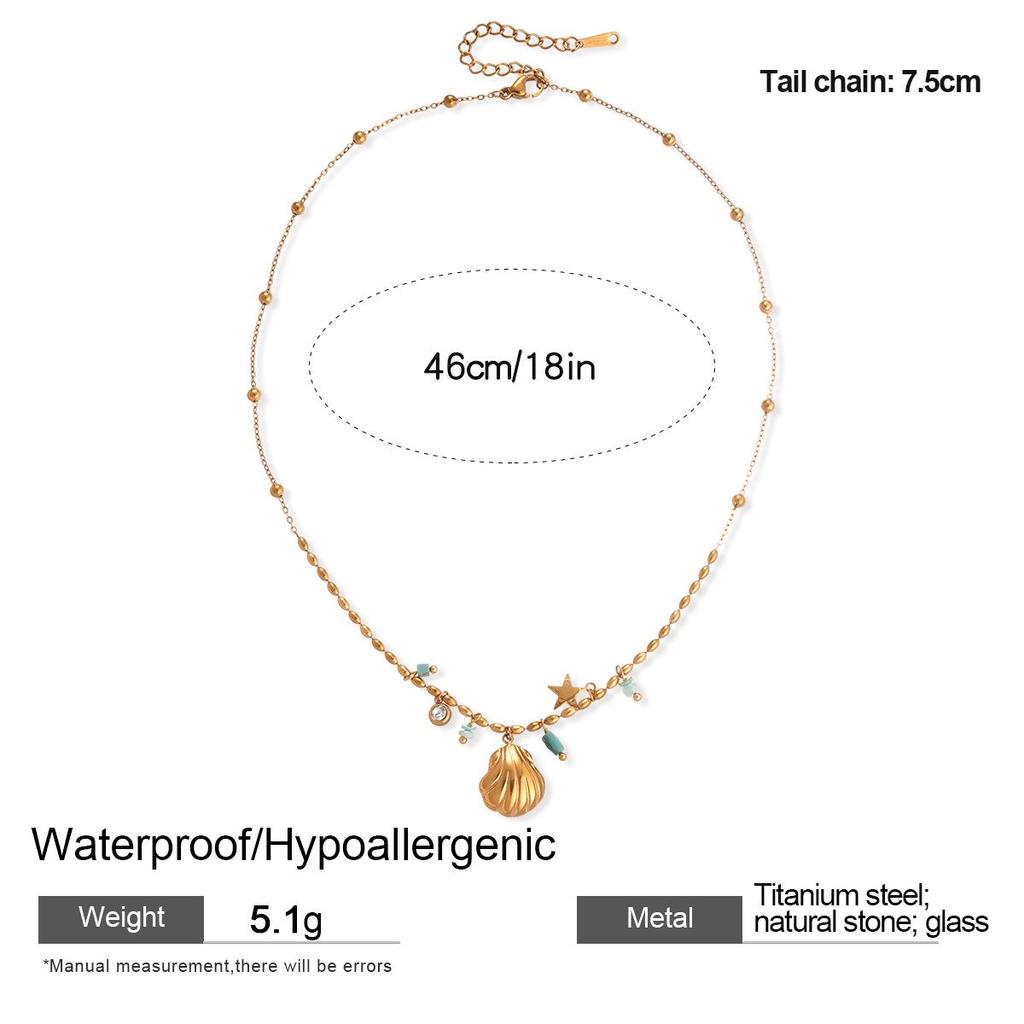 Stainless Steel Starfish Ceramic Choker Necklace - Holiday Fashion Clavicle Chain with High-end Style and Personality