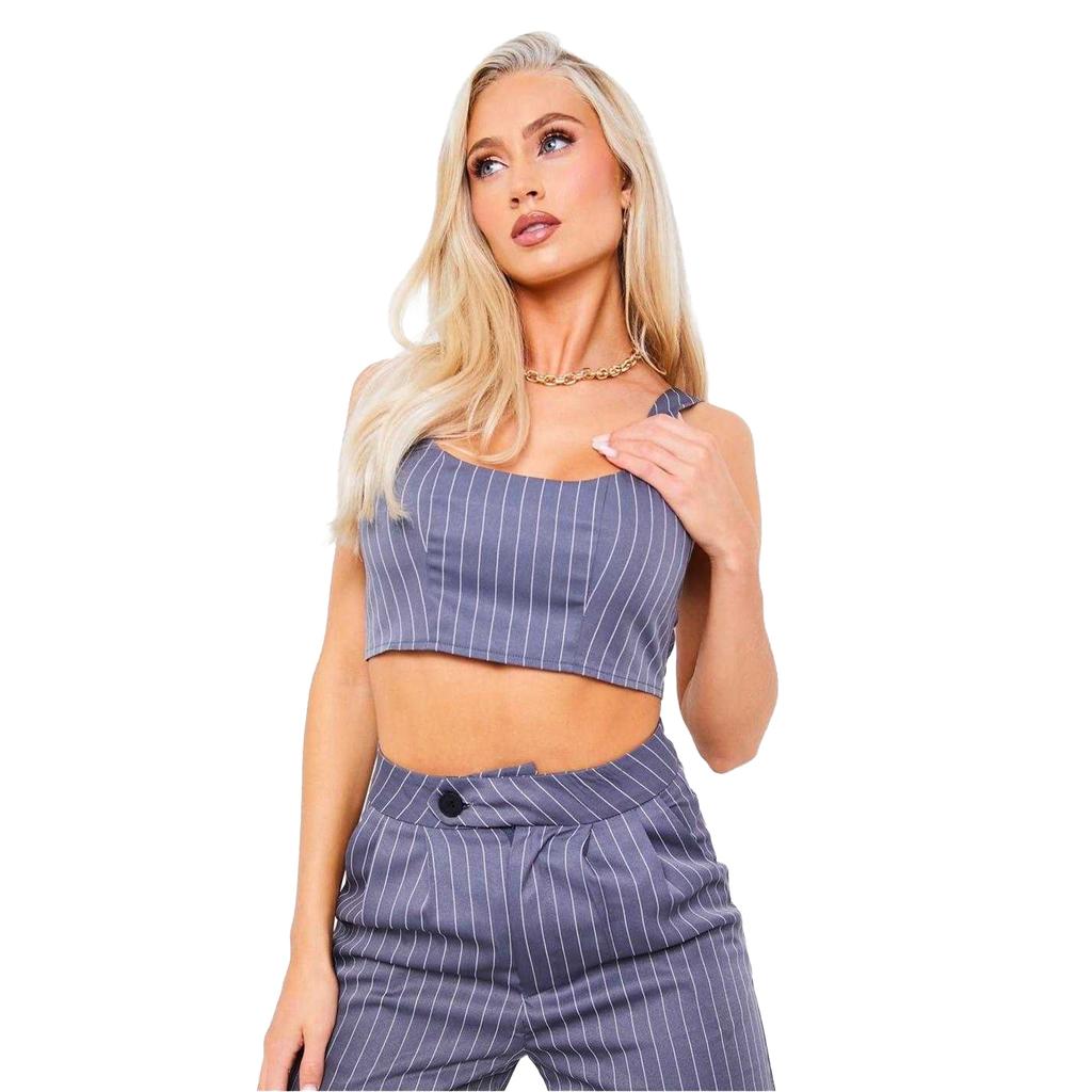 Missy Empire Womens/Ladies Pinstripe Scoop Neck Tailored Crop Top