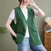 Vest for Women Cotton Sleeveless Tops Solid Color Oversize Casual V-neck Vest Jacket