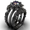 Кольцо Gun Black Ring из трех частей для женщин с инкрустацией розой из циркона