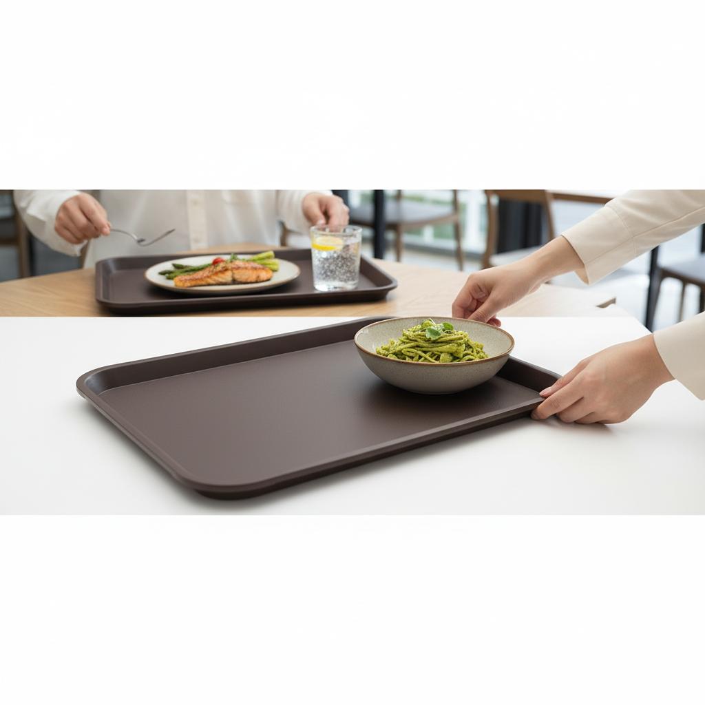 CARNIVAL WAITER'S TRAY ANTI-SLIP BROWN RECTANGULAR 41.5×30.5×2cm