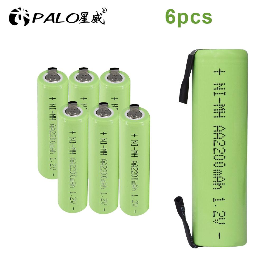 PALO 2/4 шт. батарея для электронных сигарет AA перезаряжаемая батарея AA NiMH 1,2 В 2200 мАч батарейки для беспроводного телефона бритва зубная щетка