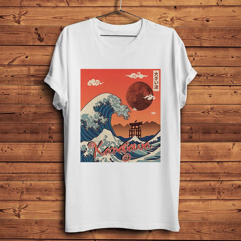 Ukiyo Style Great Wave Off Kanagawa Red Moonfunny Hokusai Artistic TShirtCasual TshirtUnisex TeeNocrack Breathable Print