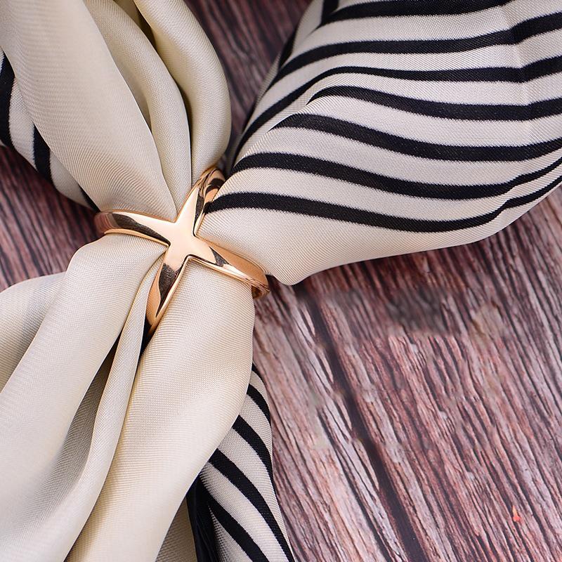 Fashion Cross Scarf Clip X Shape Metal Brooches For Women Hollow Bow Scarves Buckle Holder Shawls Jewelry Clothing