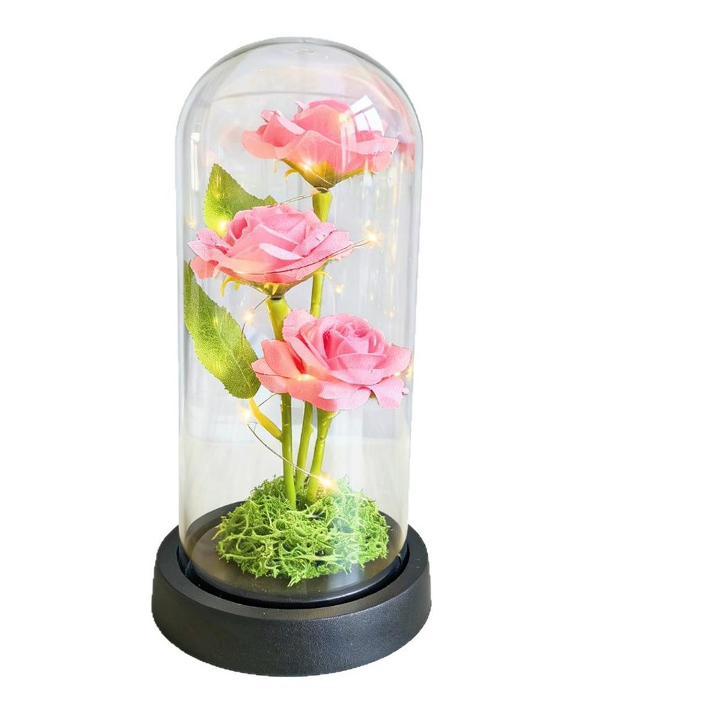 LED immortal rose glass cover light, three-pack atmosphere night light Qixi Festival Christmas gift direct supply