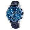 Timeless Chronograph Leather Strap Blue Dial Quartz F20561-3 100M Men's Watch