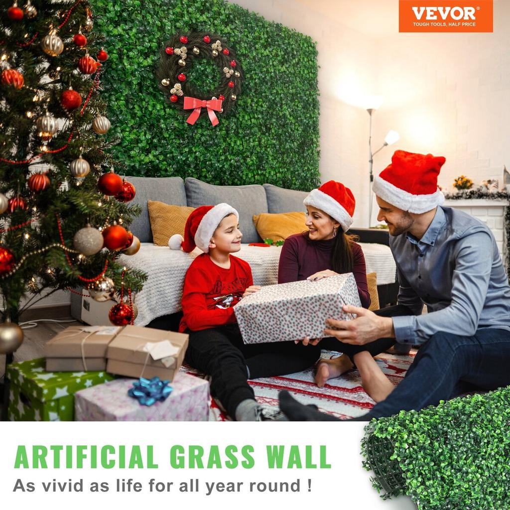Artificial Boxwood Panel UV 24pcs Boxwood Hedge Wall Panels Artificial Grass Backdrop Wall 20" X 20" 4 cm Green Grass Wall Fake Hedge for Decor