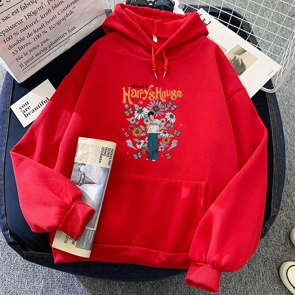 Толстовка с капюшоном Harry's House с рисунком из мультфильма, модная толстовка с графическим принтом, пуловеры, осенне-зимняя флисовая толстовка с капюшоном, распространенная повседневная одежда
