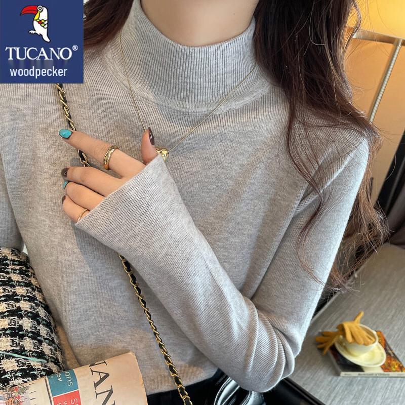 TUCANO Women's Mock Neck Slim Fit Knitted Pullover
