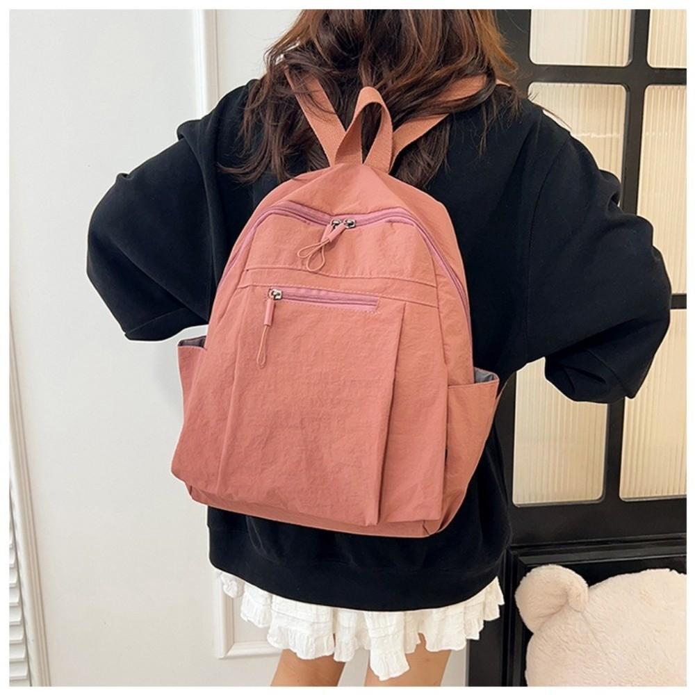 Fashion Large Capacity Backpack Multifunctional Solid Color School Bag Ultra-Light Shoulder Bag Travel