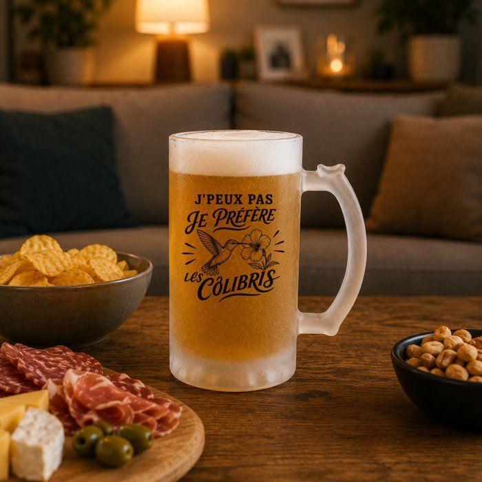Verre à Bière - PLANETEE - J'peux pas minimaliste - Givré - Verre trempé 470 ml - Impression par sublimation
