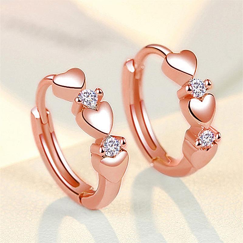 Xiaoqing Fresh Wind Simple Ear Buckle, Fashionable Love Peach Heart Shape Glossy Earrings Ear Jewelry