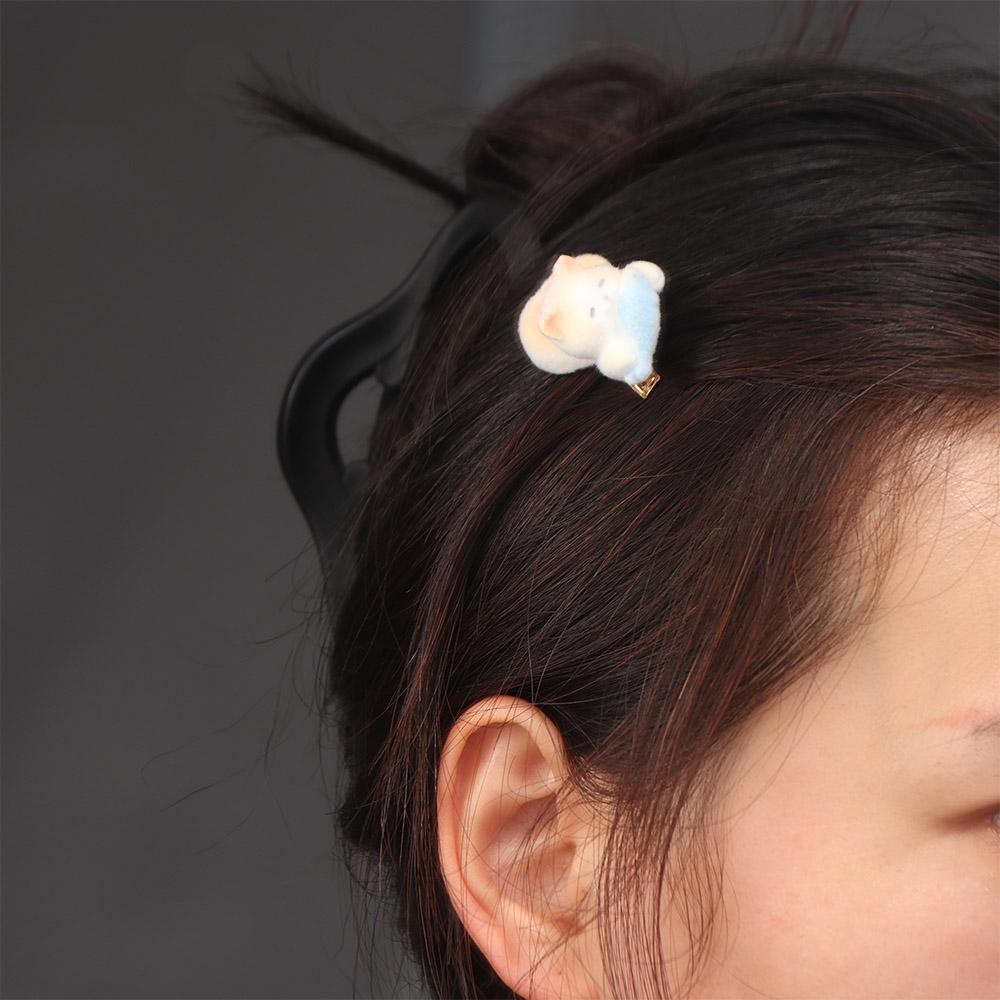 2/4 pcs Soft Plush Bang Side Clips Happy Cat Duckbill Clips Cute Flocking Cat Hair Clips Daily