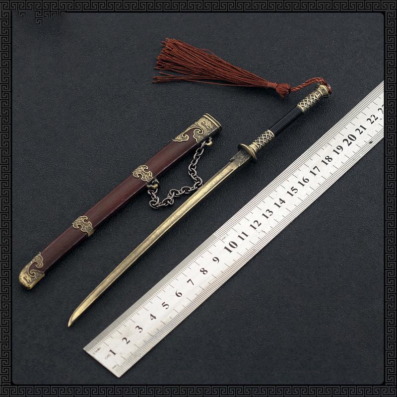 Модель Китайского меча, Поделка-игрушка, [Нож для рассады], 22 см (8,66 дюйма), Цинковый сплав, Металлическое лезвие, Не острое, с ножнами